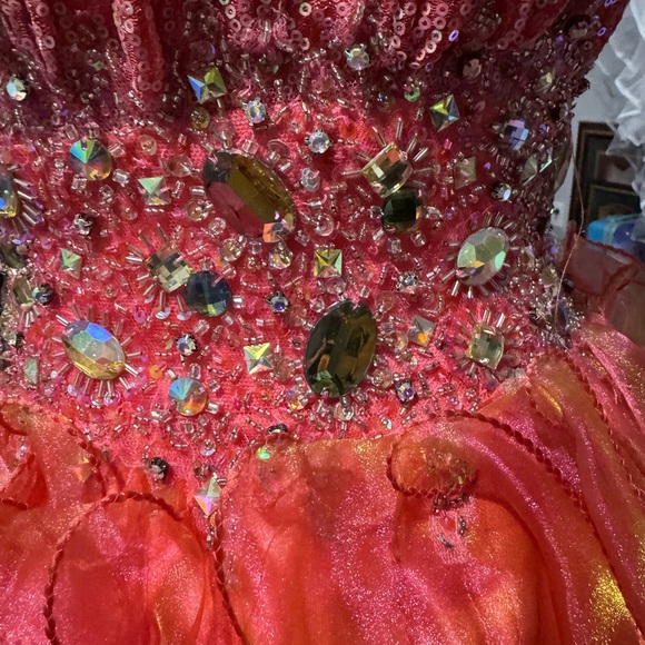 Elegant Pink and Orange Formal Dress - Picture 2 of 6